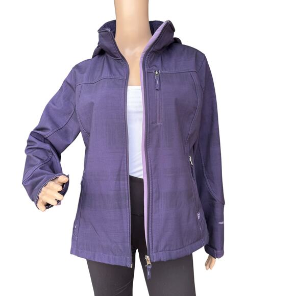 Free Country M Purple Hooded Soft Shell Jacket Full Zip Active Outdoor Coat - Picture 10 of 15